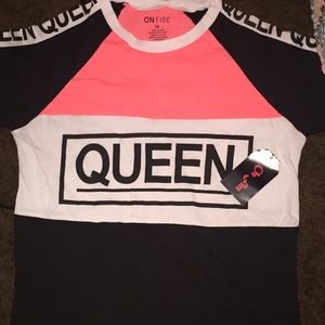 Pink white and black t-shirt